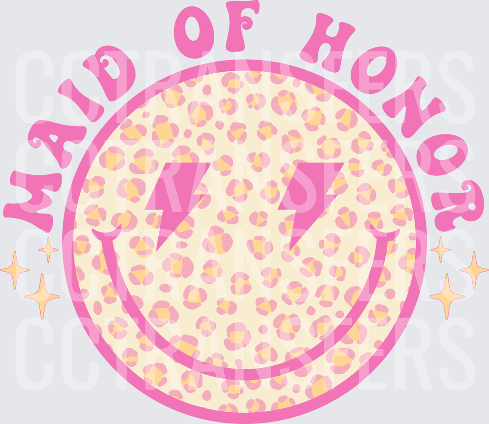 Maid of Honor Leopard Smiley Lightning Bolt Bachelorette (DTF)