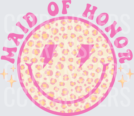 Maid of Honor Leopard Smiley Lightning Bolt Bachelorette (DTF)