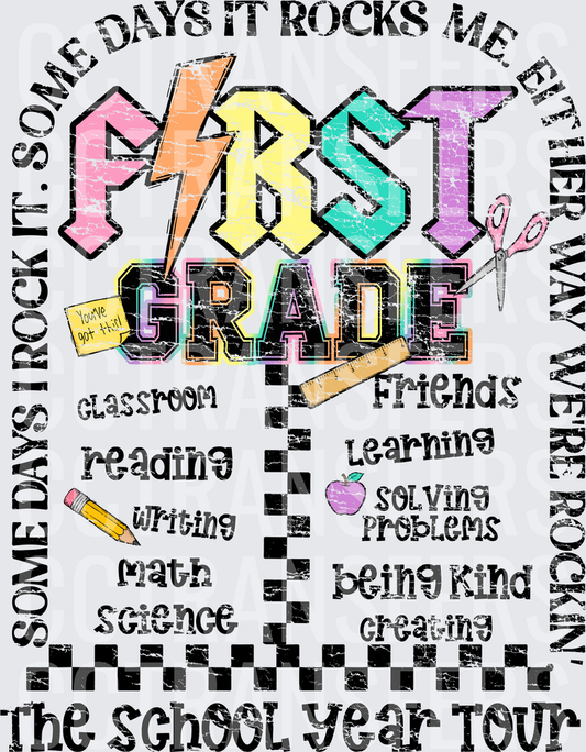 First Grade School Year Tour Rocks DTF
