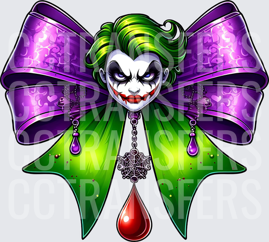 Villain Clown Face Purple Bow Blood Drop Pendant (DTF)