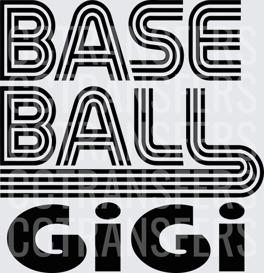Baseball GiGi Retro Stripe Bold Typography (DTF)