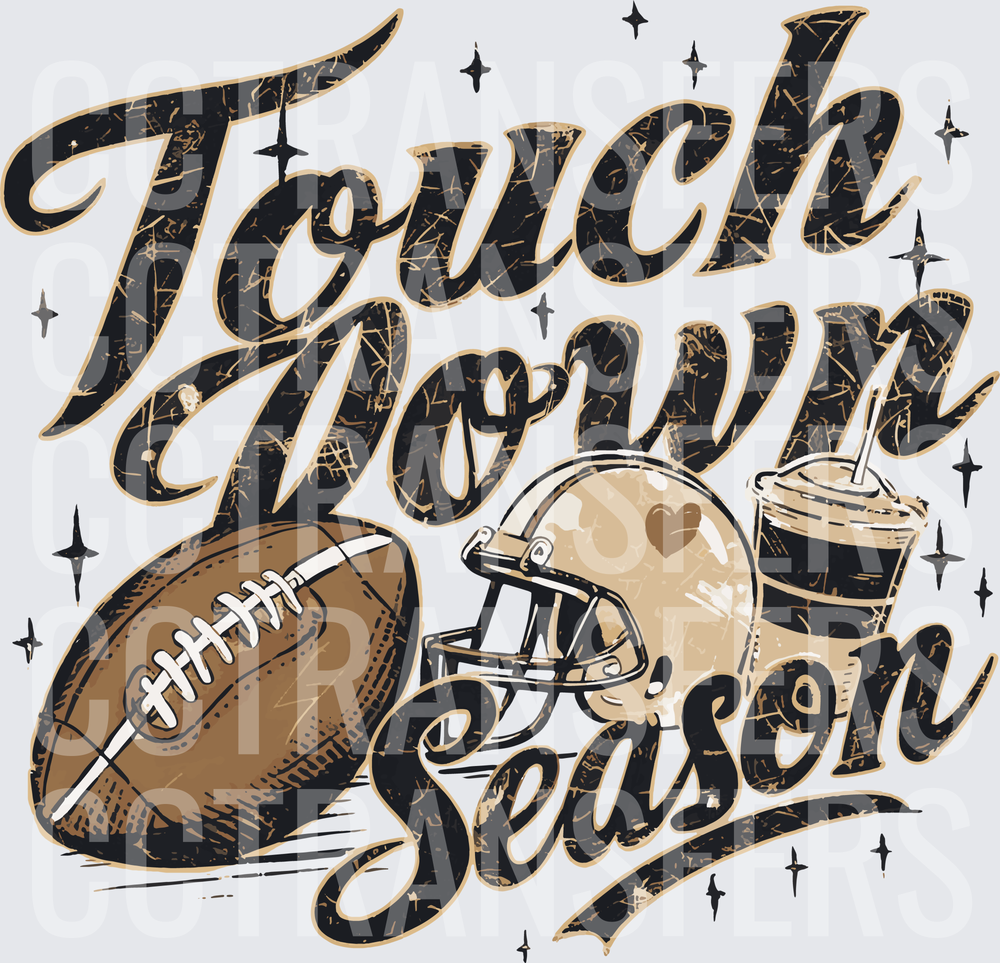 Touchdown Season Football Helmet Coffee Cup Distressed (DTF)
