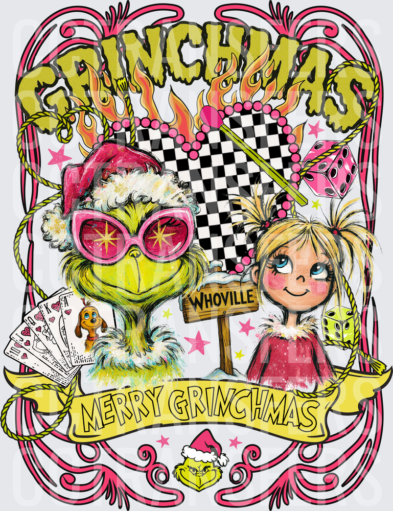 Merry Grinchmas G-Man Pink Sunglasses Whoville Girl (DTF)