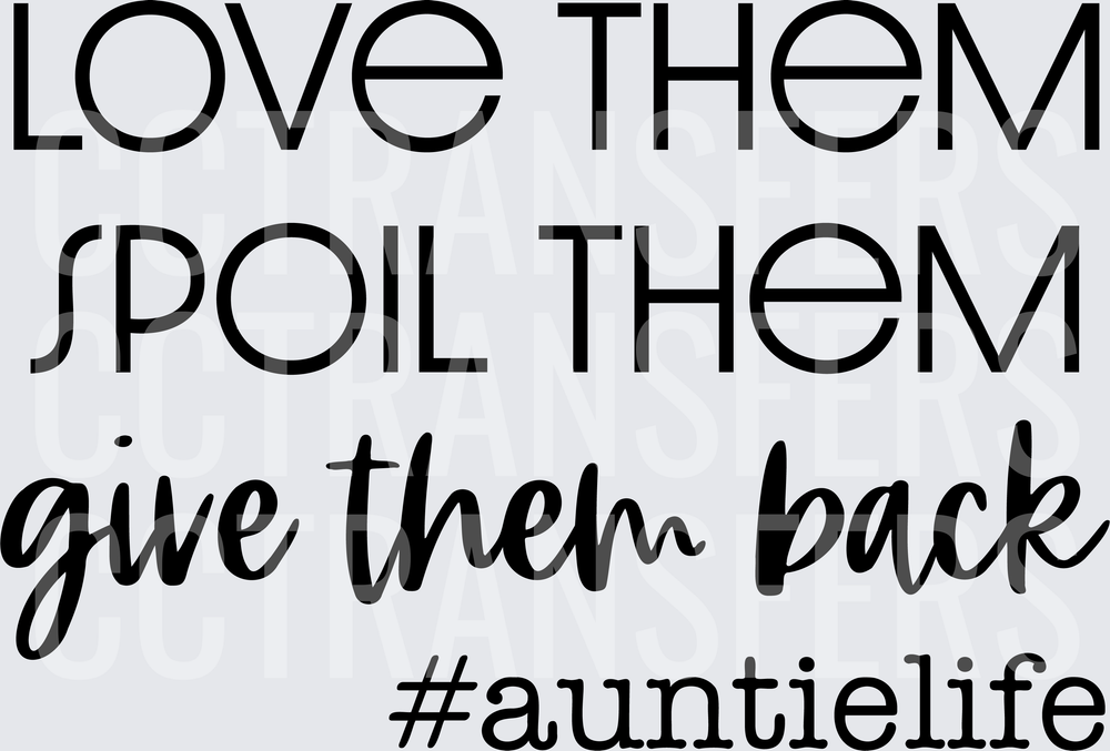 Love Them Spoil Them Give Them Back Auntie Life (DTF)
