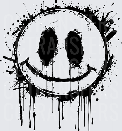 Grunge Ink Splatter Smiley Face with Drips (DTF)