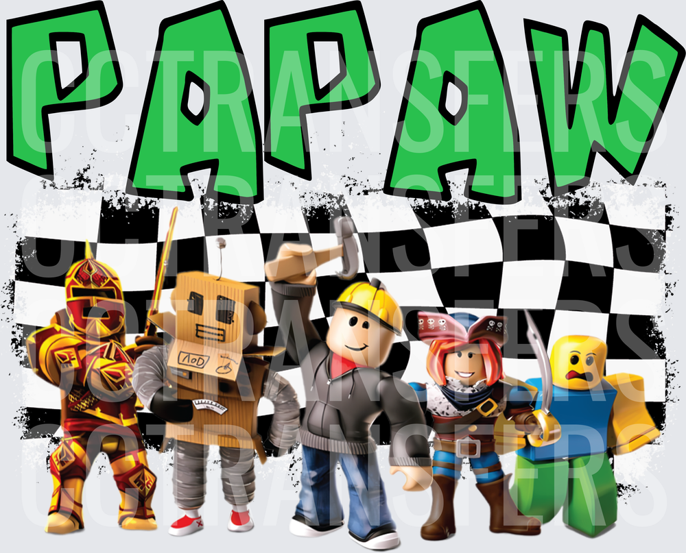 Papaw Block Figure Game Characters Checkered Flag (DTF)