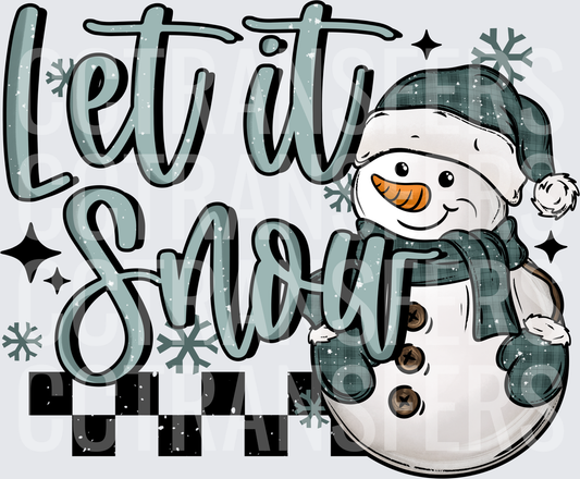 Let It Snow Snowman Plaid Hat Checkered Winter (DTF)