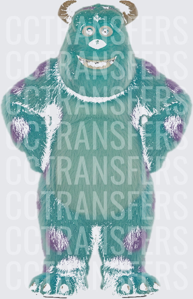 Fluffy Teal Horned Monster Smiling Hands On Hips (DTF)