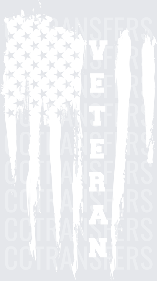 Distressed American Flag Vertical Veteran white (DTF)
