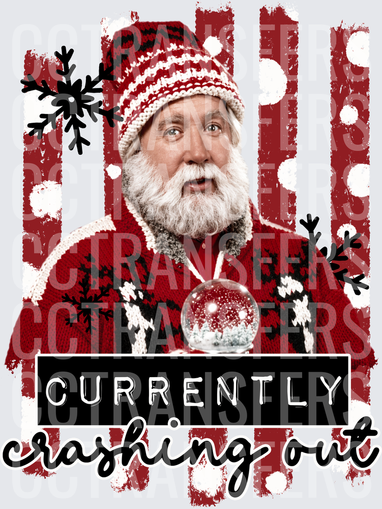 Currently Crashing Out Santa Christmas Snowglobe (DTF)