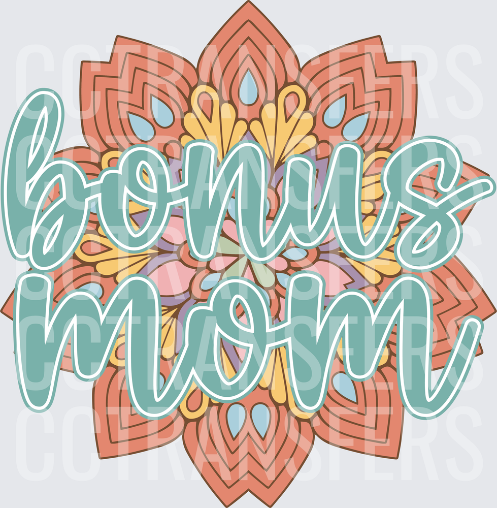 Bonus Mom Boho Mandala Floral Script (DTF)