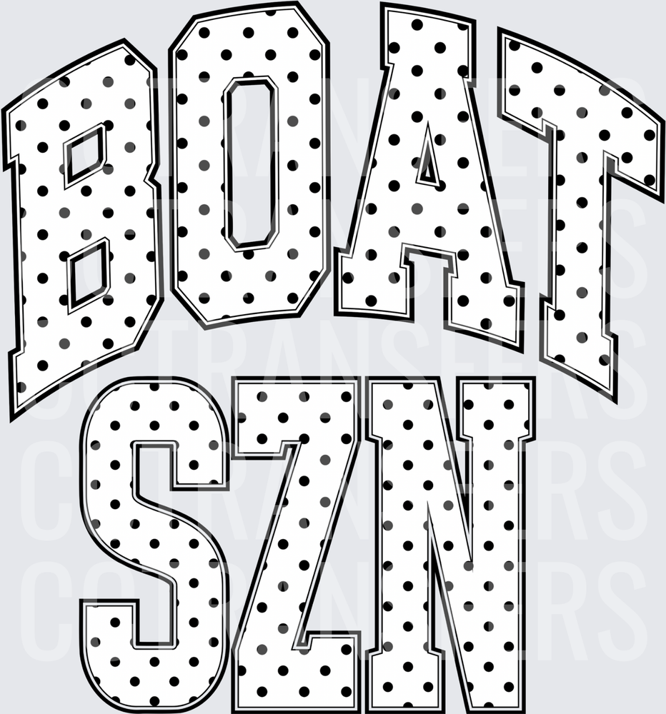 Boat SZN Polka Dot Varsity Bold Letter Design (DTF)