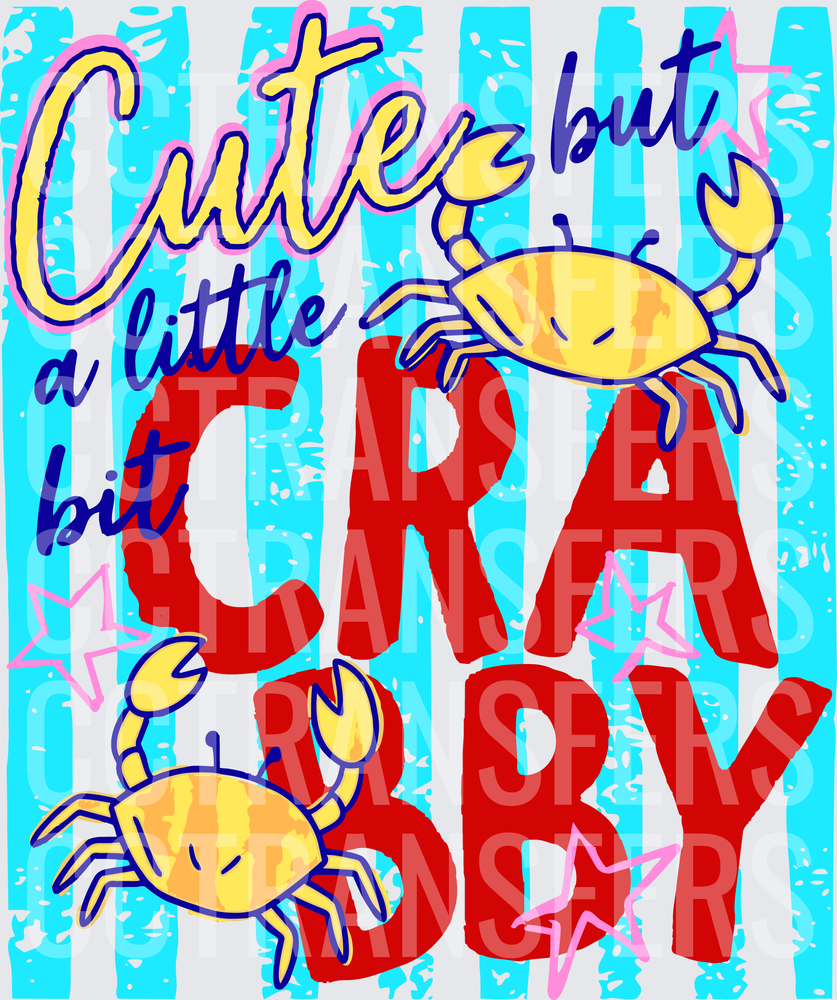 Cute But A Little Bit Crabby Yellow Crabs Striped (DTF)