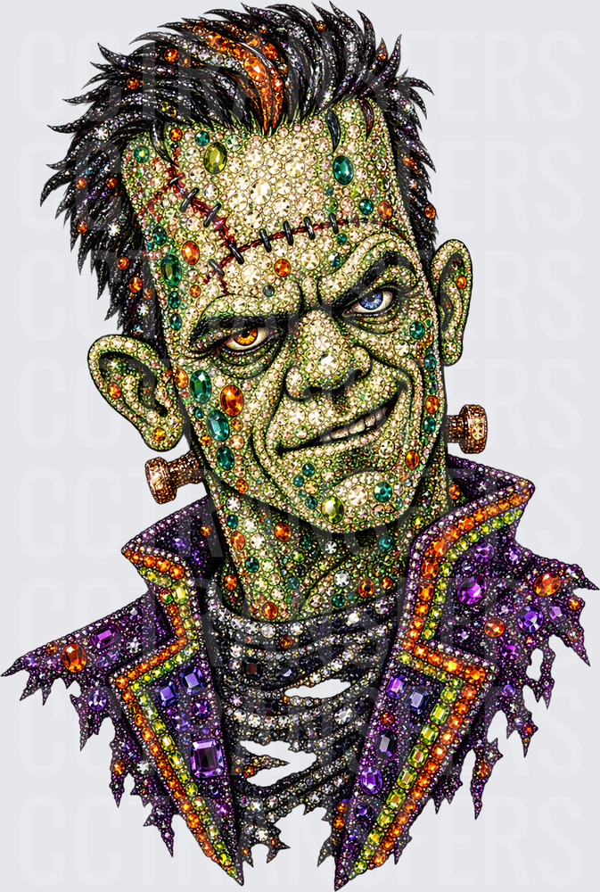 Jeweled Green Monster Rhinestone Gem Halloween Portrait (DTF) – CCTRANSFERS
