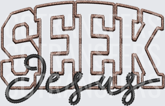 Seek Jesus Embroidery Style Varsity Lettering (DTF)