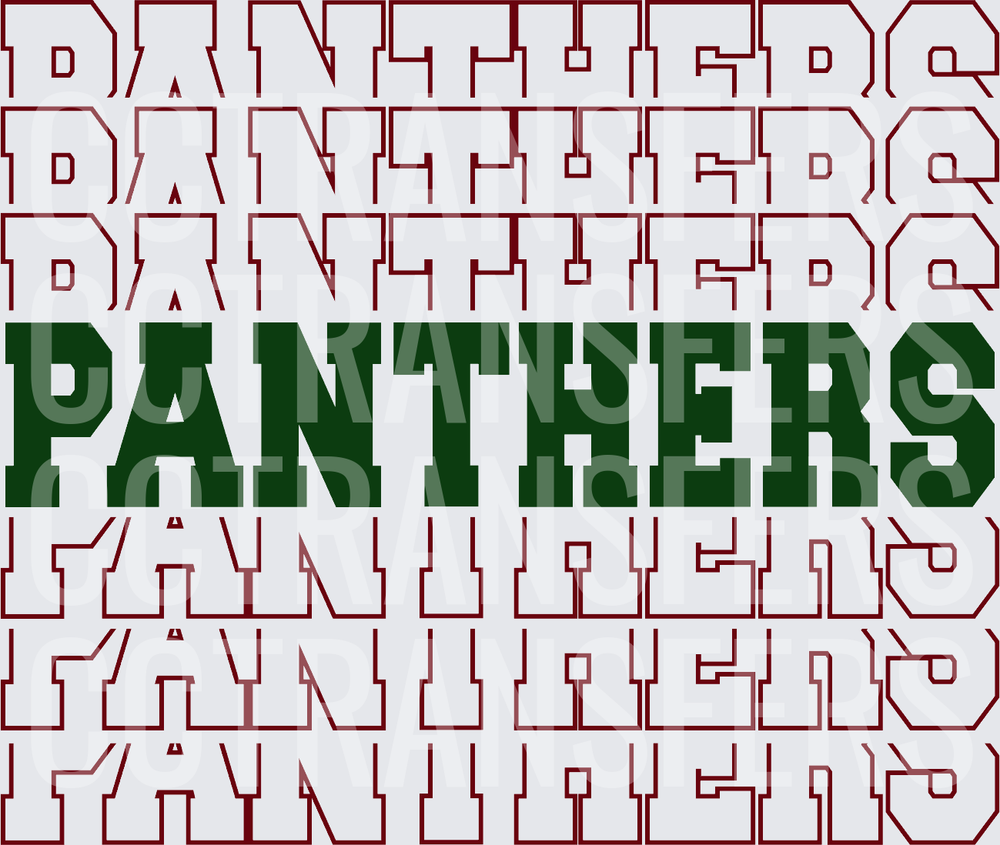 Panthers Bold Block Letter Repeat Pattern Dark Green (DTF)