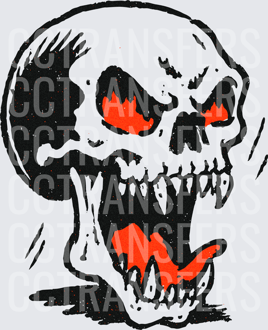 Screaming Skull Red Flame Eyes Dripping Horror (DTF)