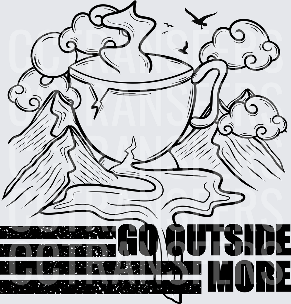 Go Outside More Cracked Cup Mountain Scene (DTF)
