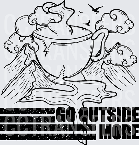 Go Outside More Cracked Cup Mountain Scene (DTF)