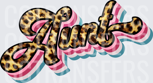 Aunt Leopard Print Retro Layered Script (DTF)
