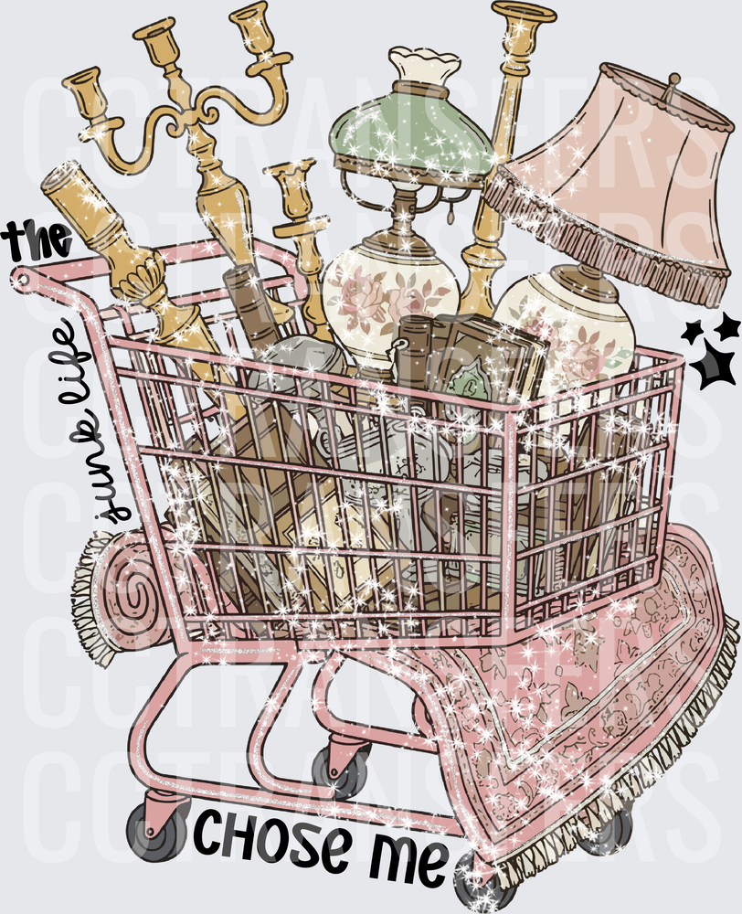 The Junk Life Chose Me Overflowing Shopping Cart (DTF)