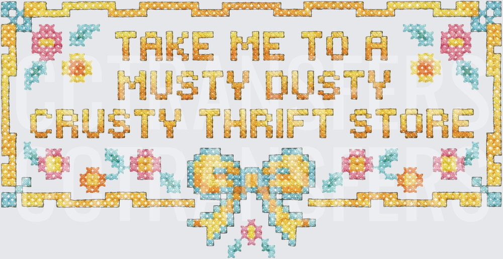 Take Me To A Musty Dusty Crusty Thrift Store Cross Stitch (DTF)