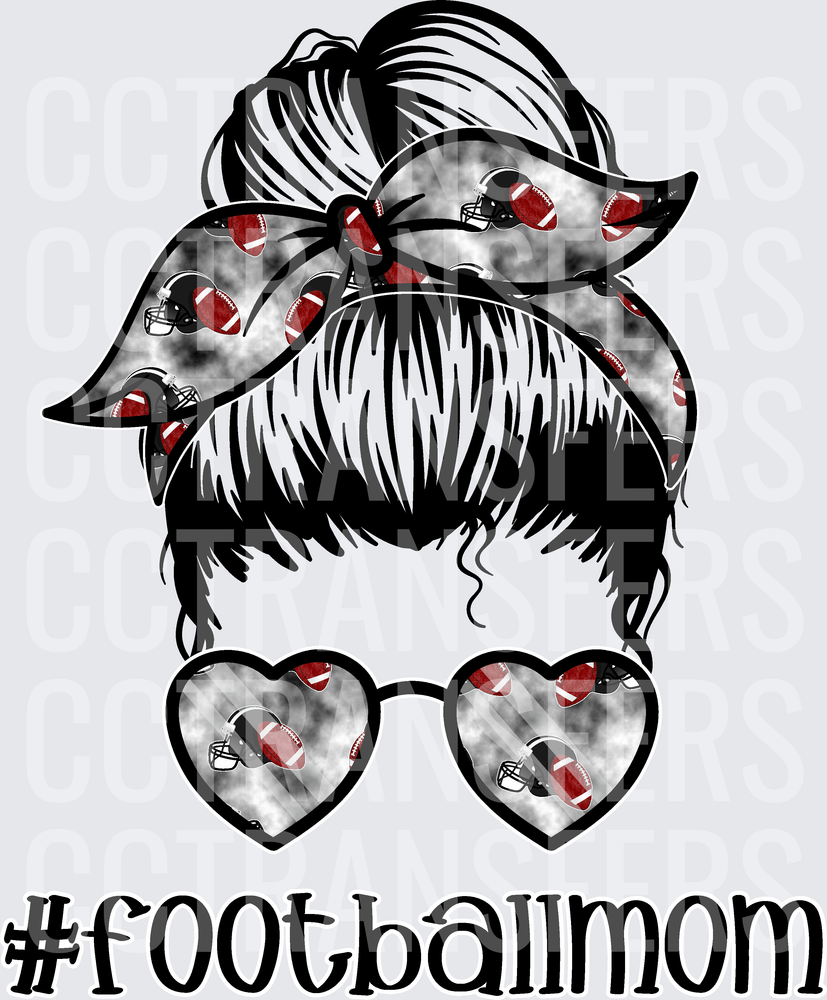 #FootballMom Messy Bun Woman Heart Sunglasses (DTF)