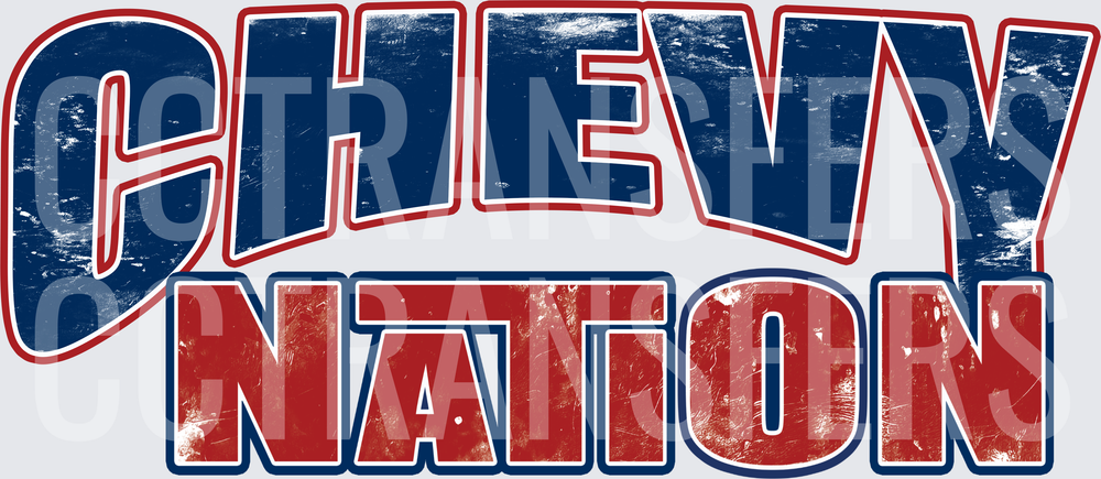 Chevy Nation Distressed Bold Patriotic Text (DTF)