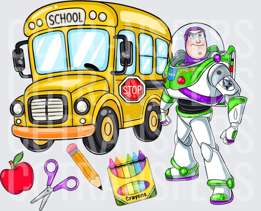 Space Ranger Back to School Bus Scene (DTF)