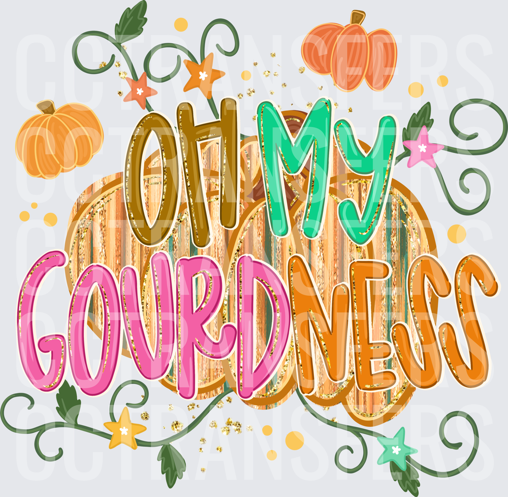Oh My Gourdness Fall Pumpkin Glitter Vine Design (DTF)