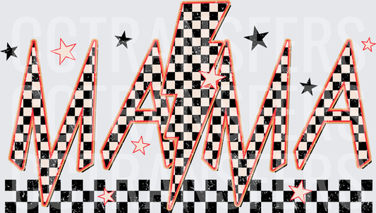 Checkered MAMA Lightning Bolt Stars Distressed Retro (DTF)