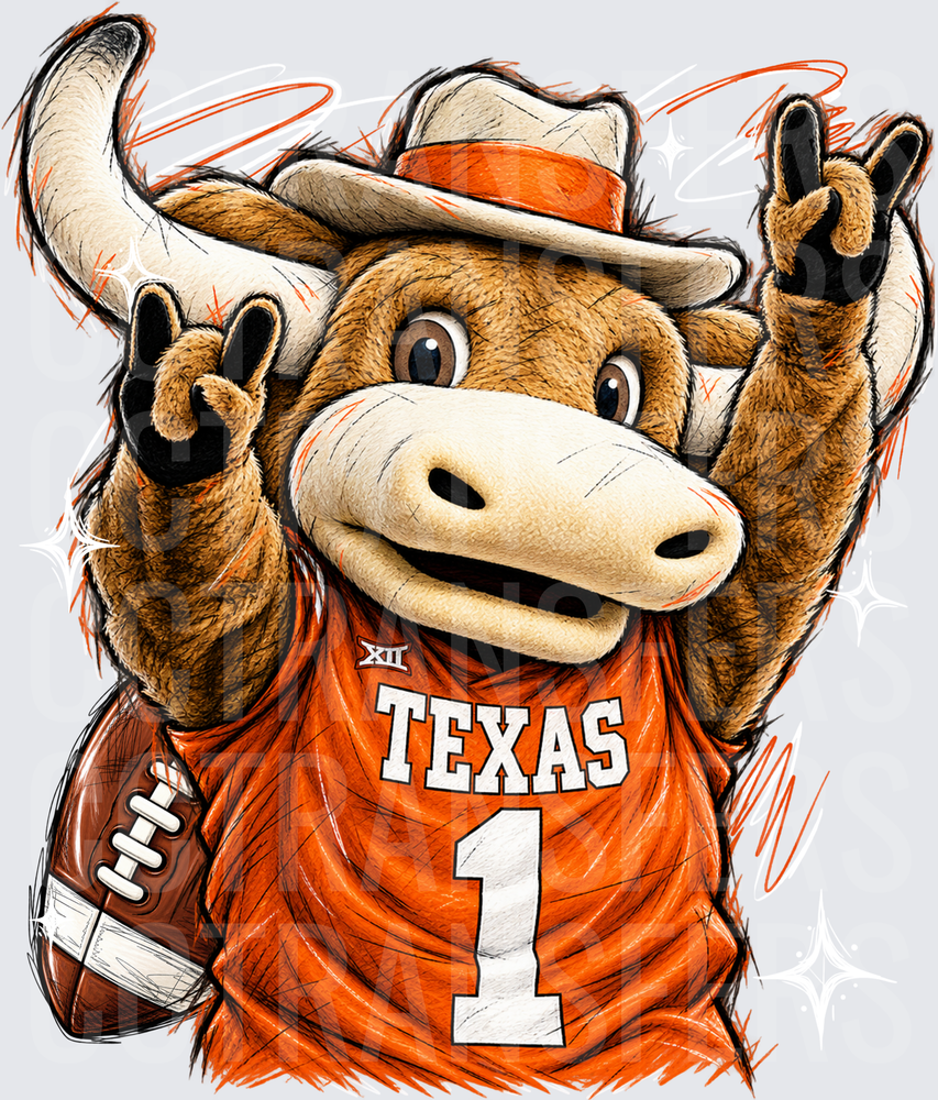 Longhorn Bull Mascot Texas #1 Jersey Hook Em Horns (DTF)