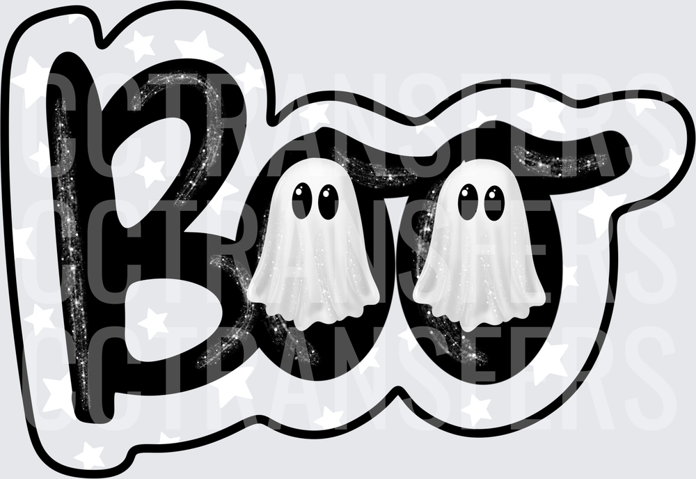Glitter BOO Halloween Ghost Duo Word Art (DTF)