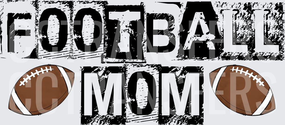Football Mom Grunge Distressed Design with Footballs (DTF)