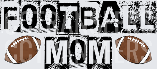 Football Mom Grunge Distressed Design with Footballs (DTF)