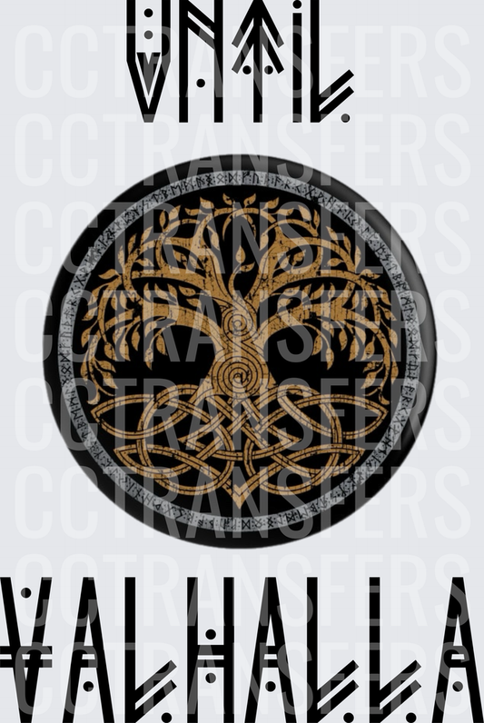Until Valhalla Yggdrasil Tree of Life Norse Rune Circle (DTF)