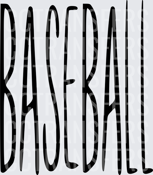 Baseball Tall Stretched Bold Hand-Lettered Text (DTF)