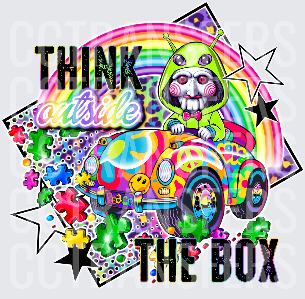 Think Outside The Box Billy Puppet Autism Awareness DTF