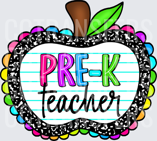 Pre-K Teacher Composition Notebook Apple (DTF)