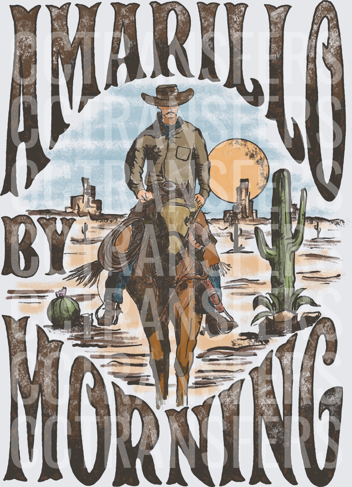 Amarillo By Morning Cowboy Riding Horse Desert (DTF)