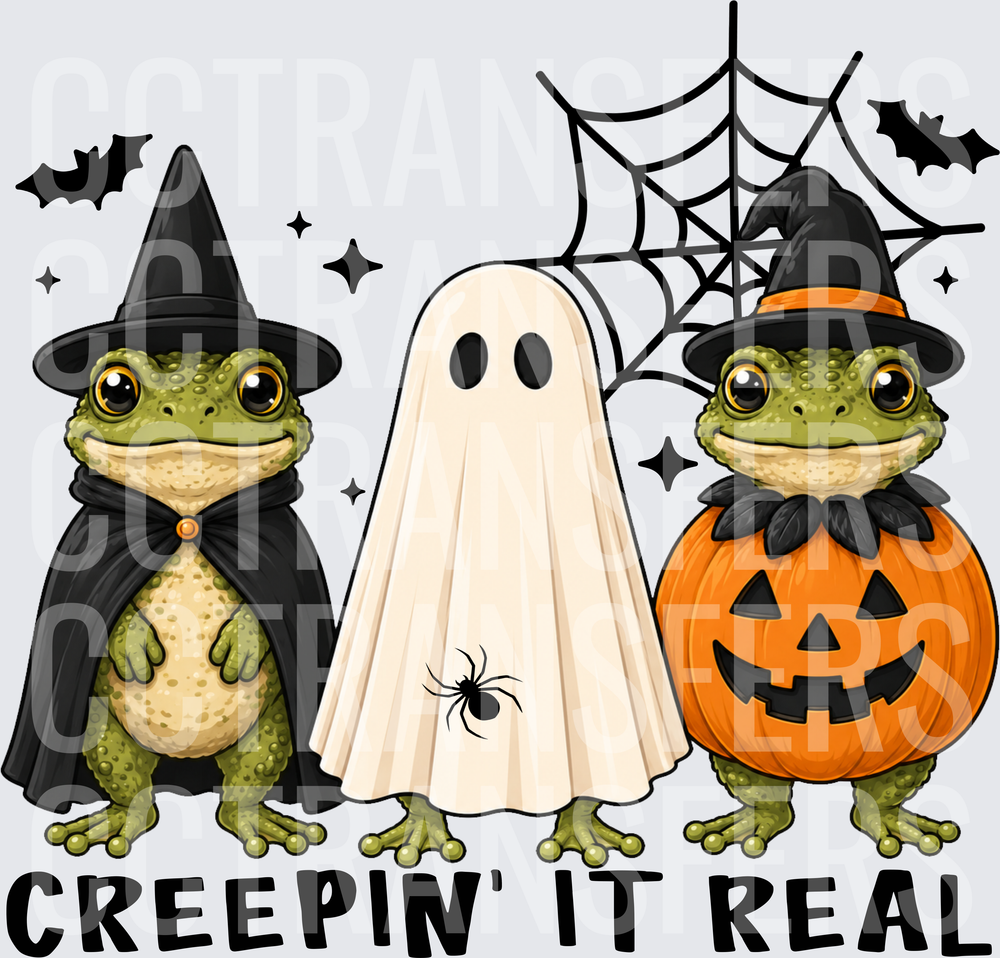 Creepin' It Real Halloween Frogs Witch Ghost Pumpkin (DTF)