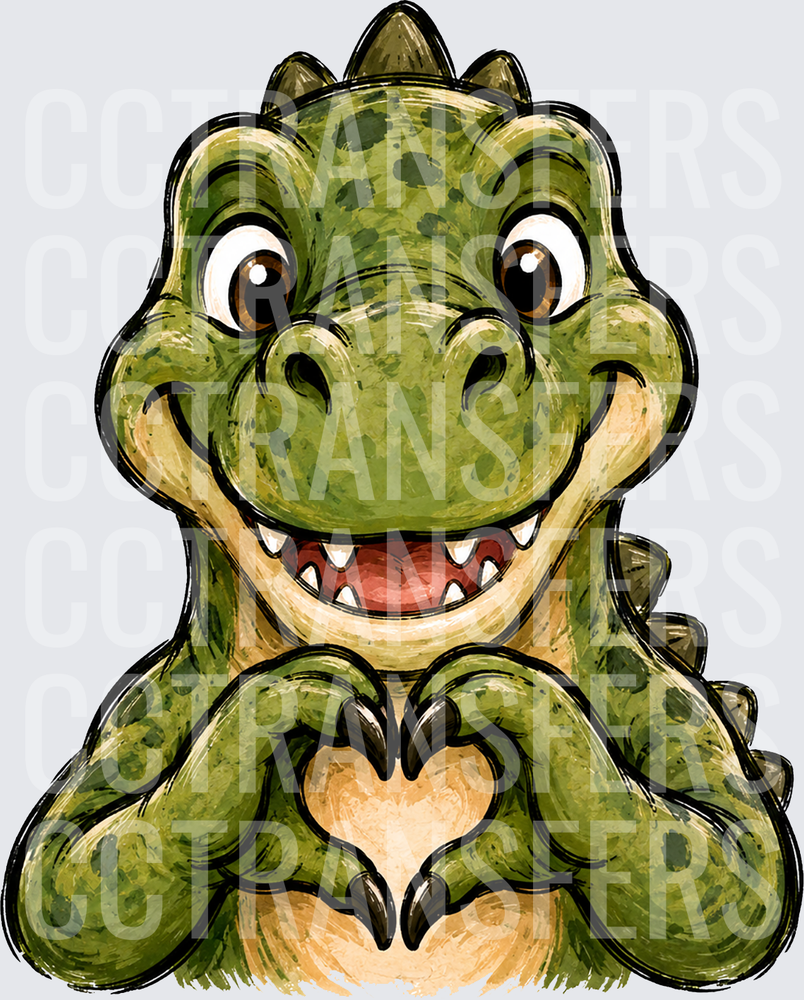 Cute Baby T-Rex Making Heart Shape with Claws (DTF)