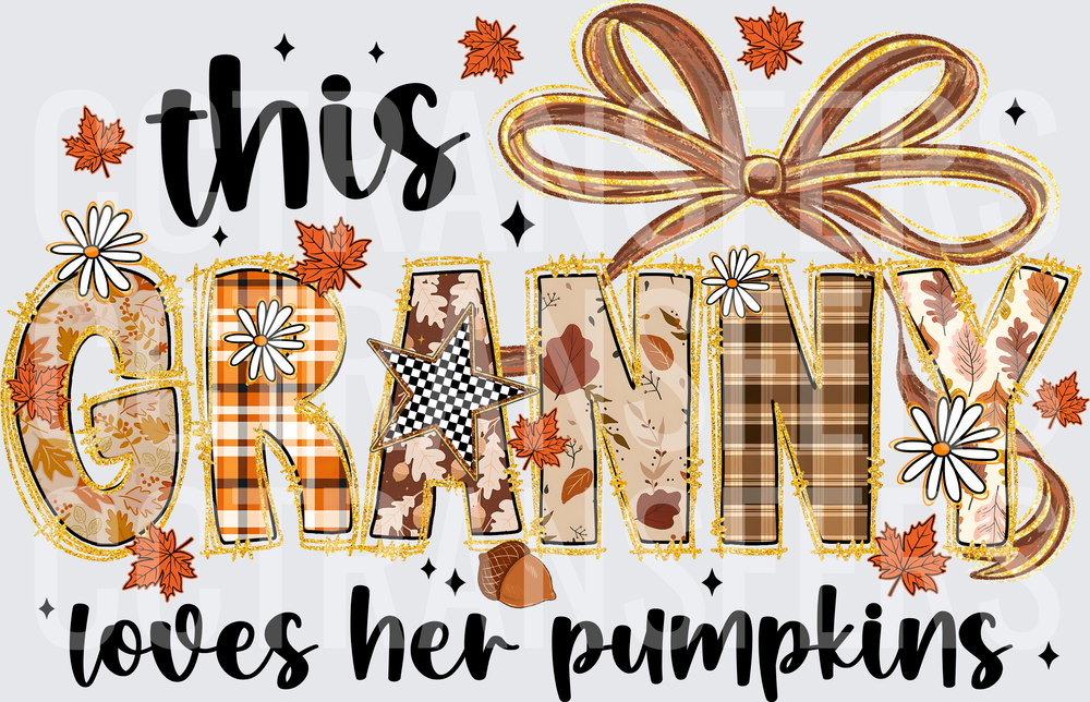 This Granny Loves Her Pumpkins Fall Plaid Bow (DTF)
