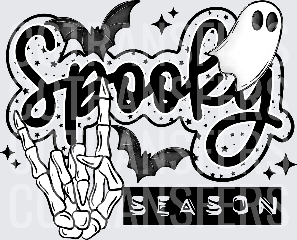 Spooky Season Skeleton Hand Bats Ghost Halloween (DTF)