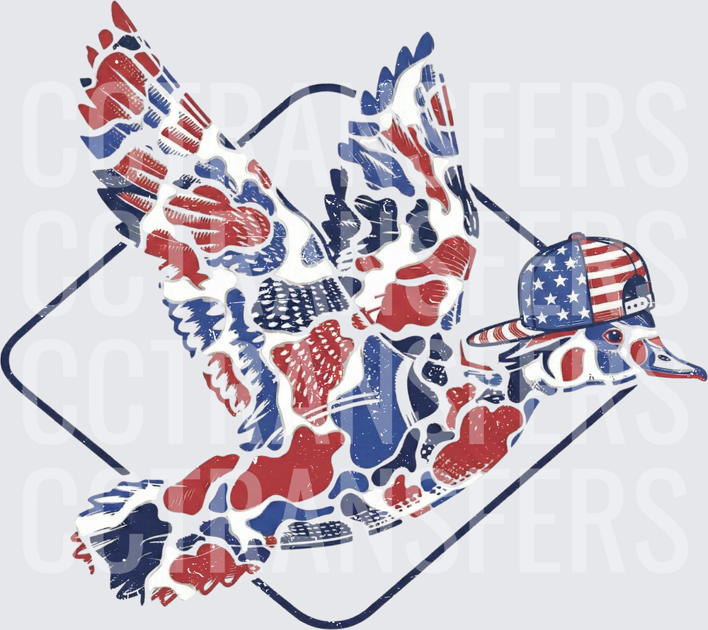 Patriotic Duck In Stars And Stripes Snapback Hat (DTF)