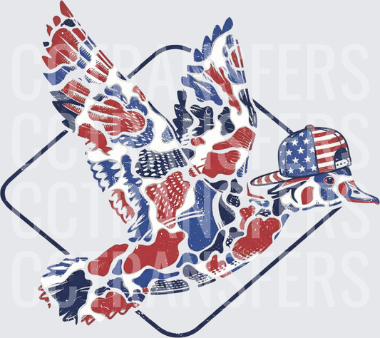 Patriotic Duck In Stars And Stripes Snapback Hat (DTF)