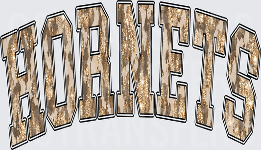 Hornets Arched Varsity Cowhide Glitter Letters (DTF)