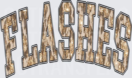Flashes Arched Varsity Glitter Cowhide Letters (DTF)