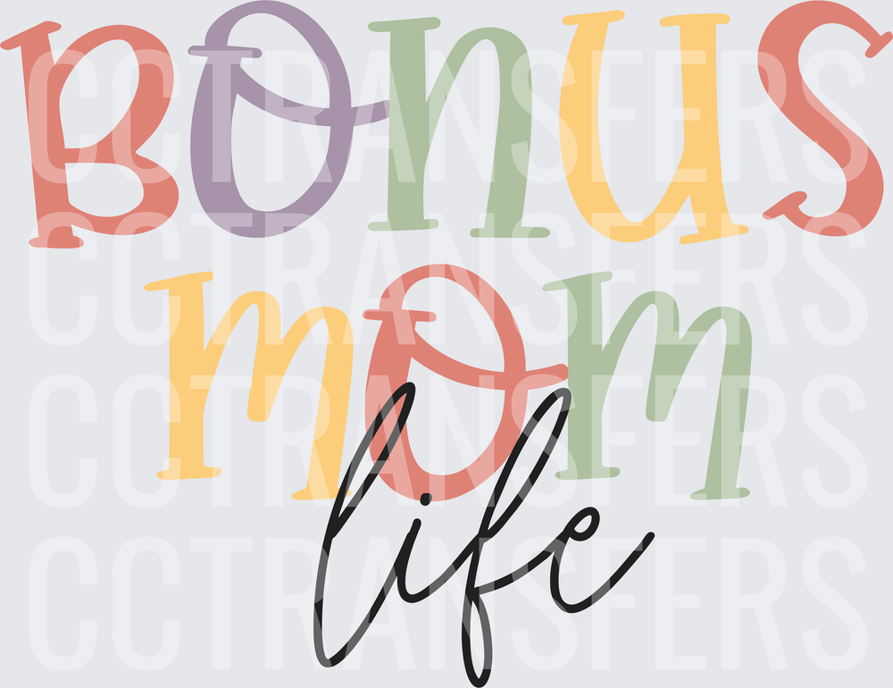 Bonus Mom Life Multicolor Typography (DTF)