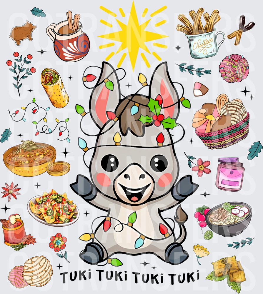 Tuki Tuki Tuki Tuki Christmas Donkey Mexican Food (DTF)